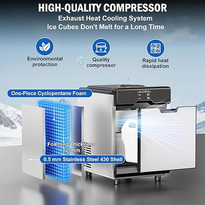 Nugget Ice Maker Countertop 40 LBS/Day, 10 LBS ice Bin, Soft Chewable Pellet - Image 6