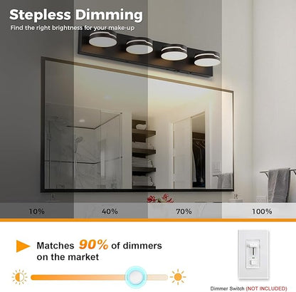 26In Motion Sensor Vanity Light, Matte Black 3CCT 4-Light Modern LED Bathroom - Image 5