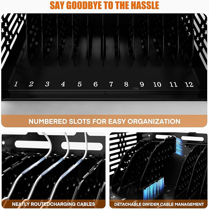 12-Device Tablet Charging Station Lock Box, Computer Cabinet - Image 3