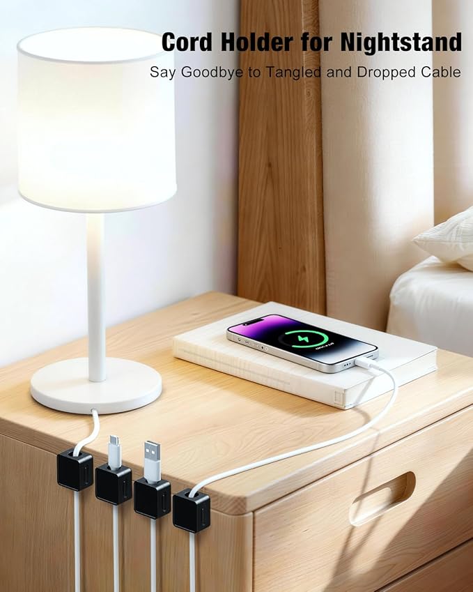 12 Pack Magnetic Cord Organizer Cable Clips, Compact Desk Cable Management Clips - Image 3
