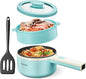 Hot Pot Electric With Steamer, 1.6L Ramen Cooker Non-Stick Sauté Pan by Reemix