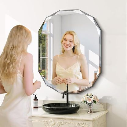 GLASHOM Frameless Bathroom Mirror, 30x40 inch Frameless Wall Mirrors Beveled - Image 7