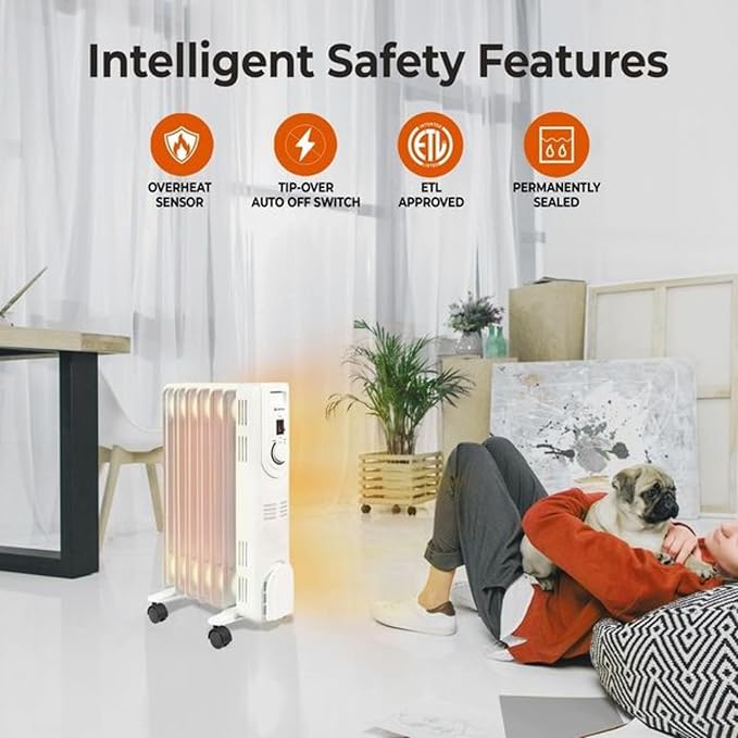 Comfort Zone Electric Oil-Filled Radiant Radiator Space Heater, Never Refill - Image 3