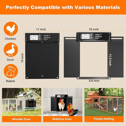 Extra Large Automatic Chicken Coop Door Solar Power, Anti-Pinch Horizontally - Image 4