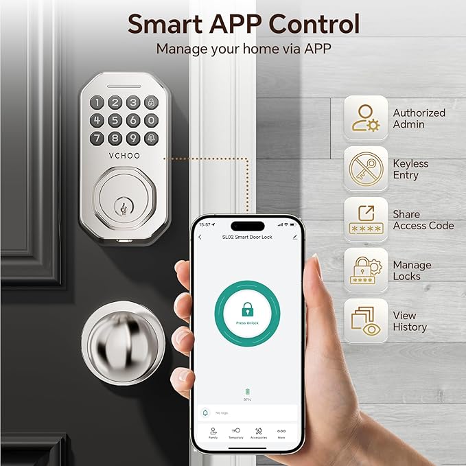 VCHOO Keyless Entry Door Lock Set Smart Locks - Image 4