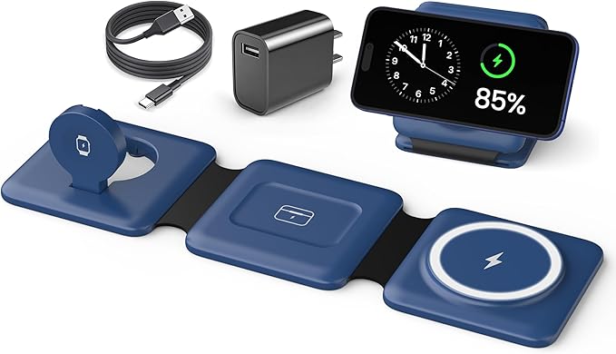 Iseyyox Charging Station for Apple Devices - 3 in 1 Magnetic Foldable Wireless by WirelessCharger
