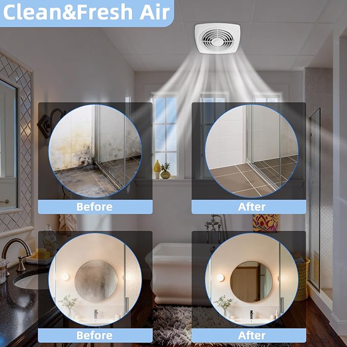8 Inch Bathroom Exhaust Fan Ceiling Mount 200 CFM 8.5 Sones Kitchen Exhausts - Image 6