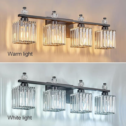 FDPBY Vanity Lights 4-Light Modern Crystal Vanity Light Sand Black Bathroom - Image 2