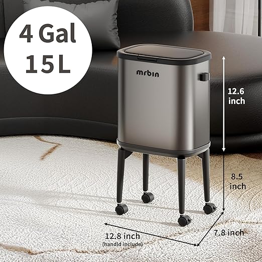 MRBIN Stainless Steel Slim Bathroom Trash Can - Image 5