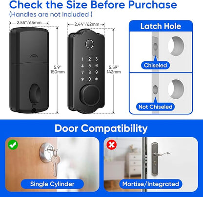 Fingerprint Smart Door Lock, Keyless Entry Deadbolt, Electronic Biometric - Image 3