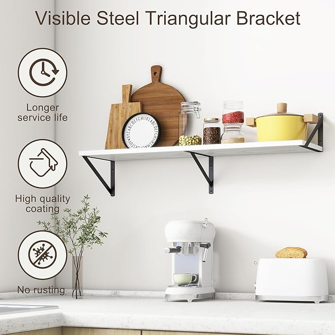 36"W x 10"D Floating Shelves, 10 Inch Deep White Floating Shelves, Farmhouse - Image 5