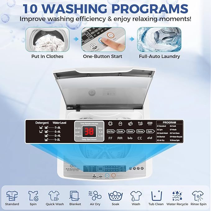 Nictemaw Portable Washing Machine 20Lbs Portable Washer Machine - Image 3