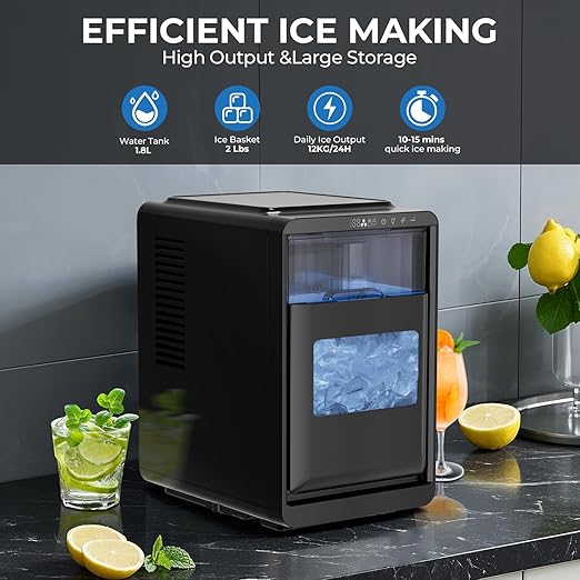 Kismile Crescent-Shaped Ice Maker Countertop, Self-Cleaning Portable Ice Machine - Image 3