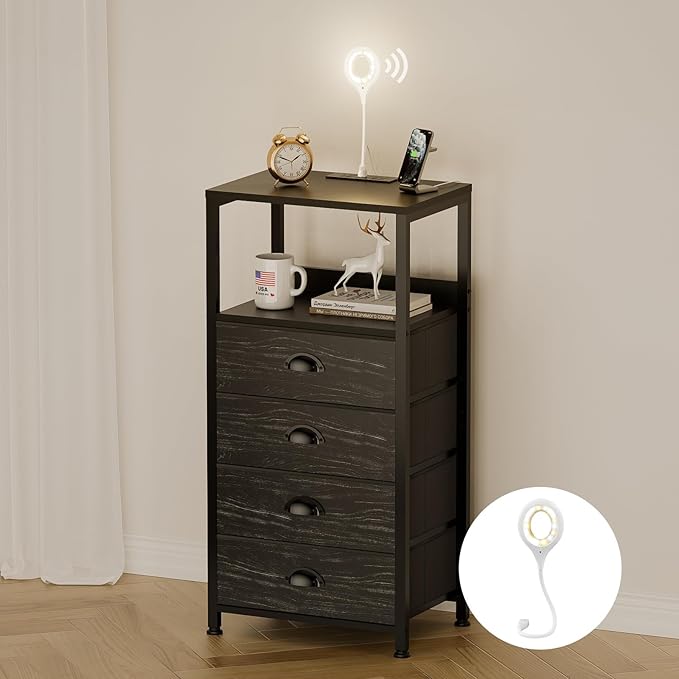 Nightstand with Charging Station & Voice Control Night Light, Night Stand with - Image 8