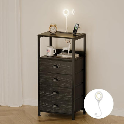 Nightstand with Charging Station & Voice Control Night Light, Night Stand with - Image 8