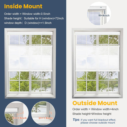 SUNFREE Top Down Bottom Up Cellular Shades 22" W x 36" H, White | Cordless Honeycomb Shades for Windows, Thermal Insulation Noise Reduction UV Protection TDBU Light Filtering