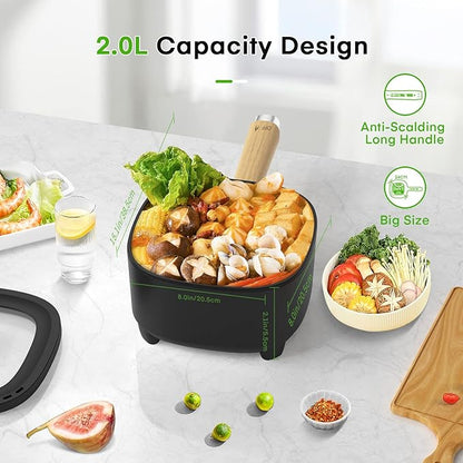 Audecook Hot Pot Electric 2L, Cermic Glaze Non-Stick Frying Pan 8 Inch - Image 4