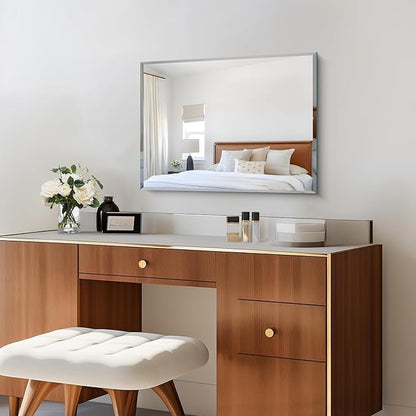 CILIBER 18x24 Beveled Mirror, Frameless Beveled Bathroom Mirrors - Image 2