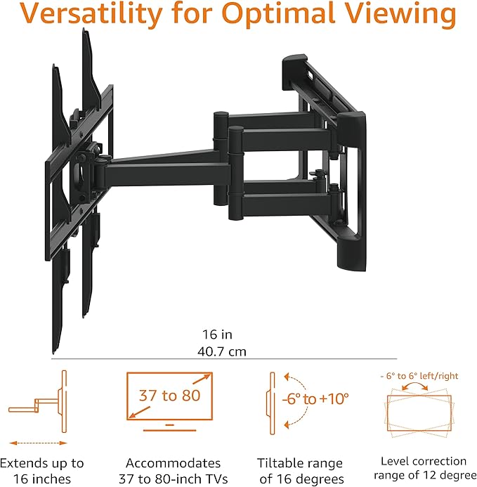 Amazon Basics Heavy Duty Dual Arm, Full Motion Articulating TV Mount - Image 6