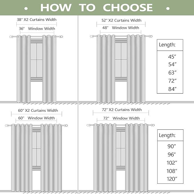 KOUFALL White Room Darkening Curtains 60x48 Inch Long - Image 3