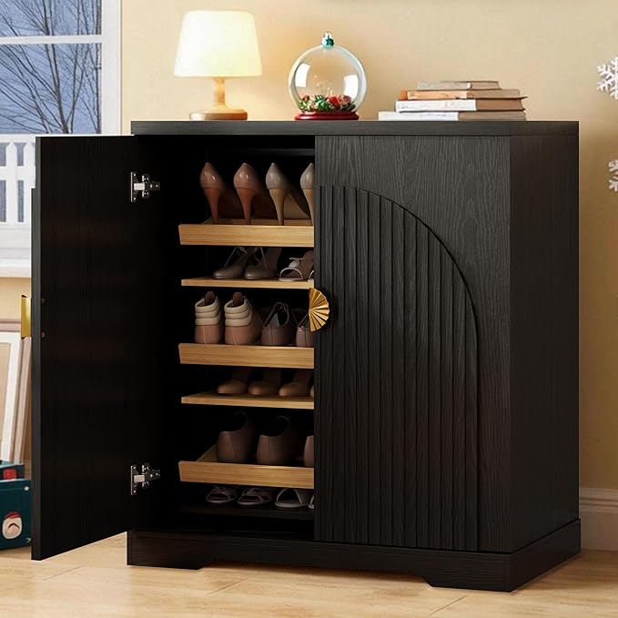 Vlsrka Shoe Cabinet Storage for Entryway, 6-Tier Rotating Shoe Organizer Cabinet - Image 8
