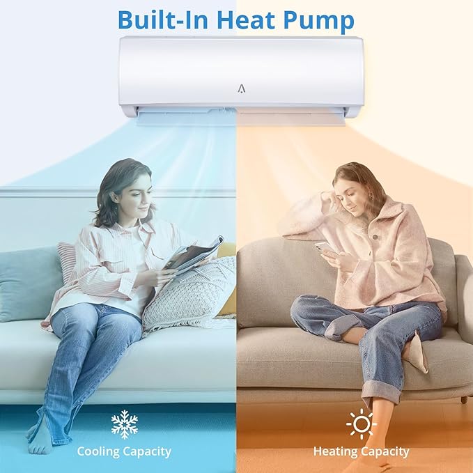 9, 000 BTU 19 SEER2 WiFi Mini Split Air Conditioner & Heat Pump, Inverter Tech - Image 2