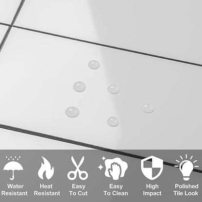 AULIGET 100-Piece Polished White Thick PVC Peel and Stick Backsplash - Image 3