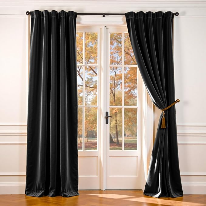 Lazzzy Velvet Blackout Curtains Thermal Insulated Room Window Drapes Super Soft by Lazzzy
