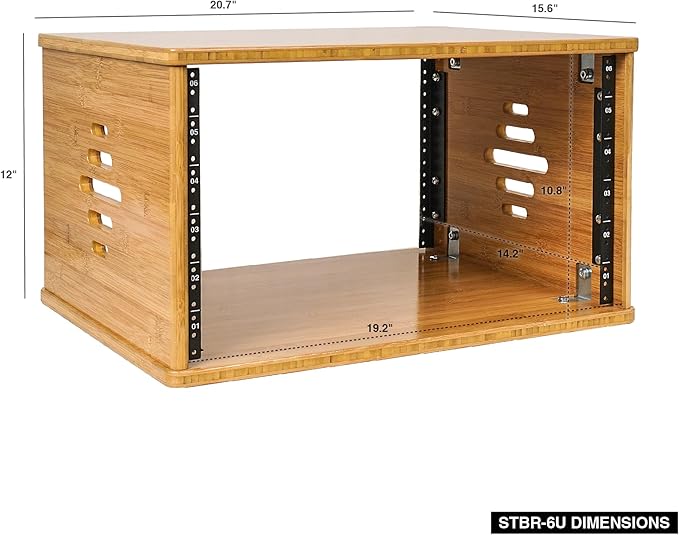 Sound Town DIY 6U Solid Carbonized Bamboo Studio Equipment Rack w/ 14.2" Depth - Image 2
