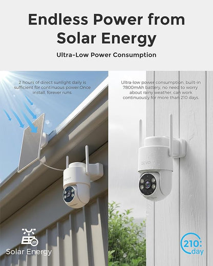 Devo Solar Security Camera Wireless Outdoor, 2.3K HD 360° PTZ Color Night Vision - Image 3