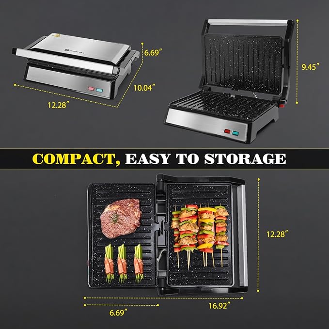 Aigostar Panini Press, 1200W Sandwich Maker and Electric Indoor Grill - Image 6