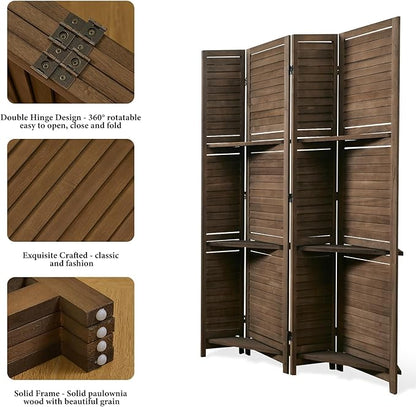 Partition Room Dividers, 67 * 51inch Folding Wood Privacy Screen - Image 2