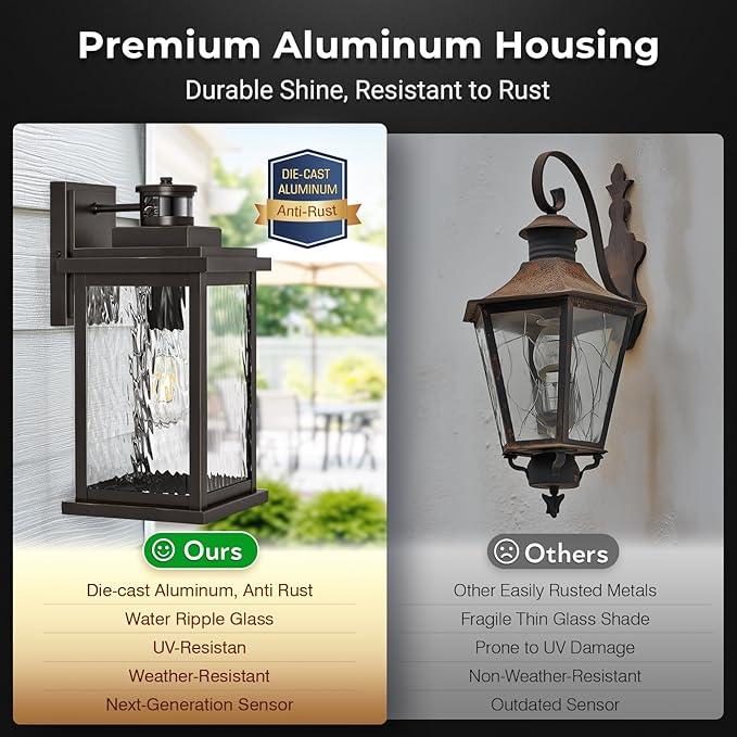 VIANIS Advanced Motion Sensor Light Outdoor, Large Bronze Exterior Lighting - Image 6