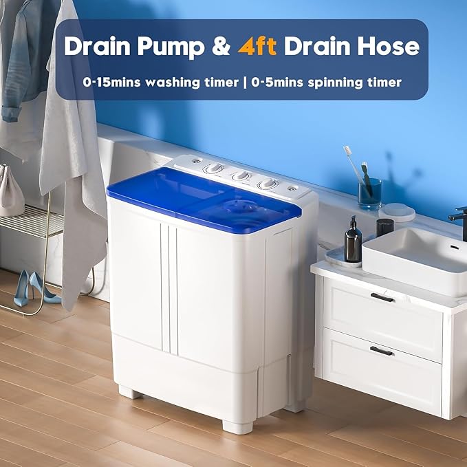 Auertech Portable Washer and Dryer Combo, 20 Lbs Twin Tub Washing Machine - Image 5