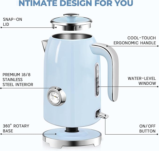 SUSTEAS Electric Kettle - 57oz Hot Tea Kettle Water Boiler - Image 2
