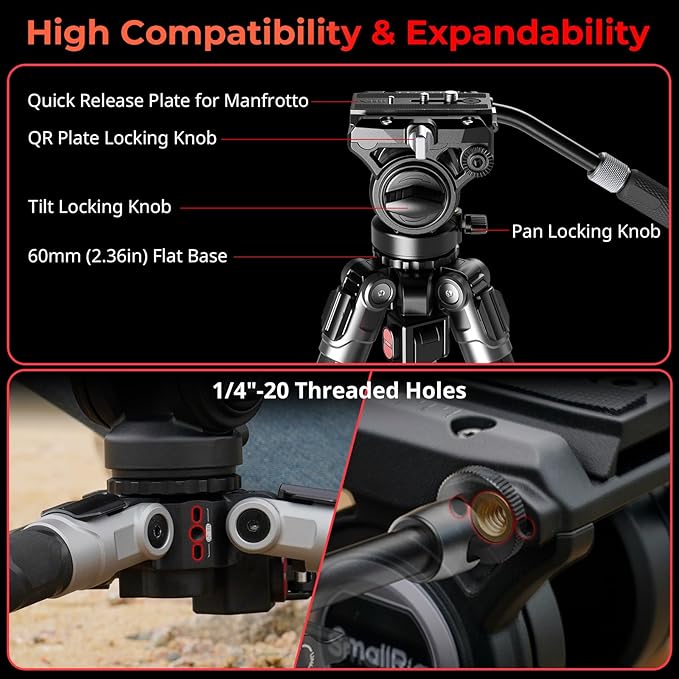 SMALLRIG x Potato Jet TRIBEX SE Hydraulic Aluminum Camera Tripod, - Image 6