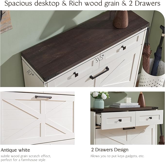 Shoe Storage Cabinet, Farmhouse Shoe Organizer - Image 7