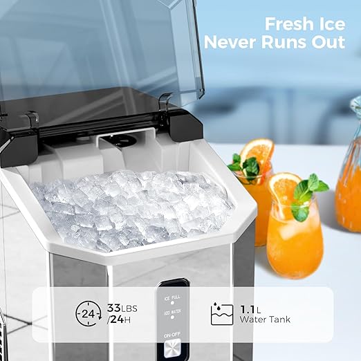 AGLUCKY Nugget Ice Maker Countertop, Portable Crushed Ice Maker Machine - Image 2