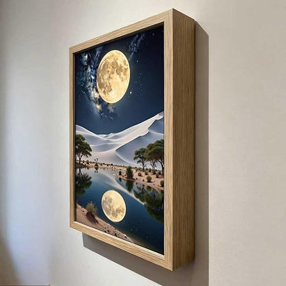 URVIP LED Glowing Photo Frame, 3D Starry-Sky Blue Moon Wall Art, 9x12 Inches - Image 4