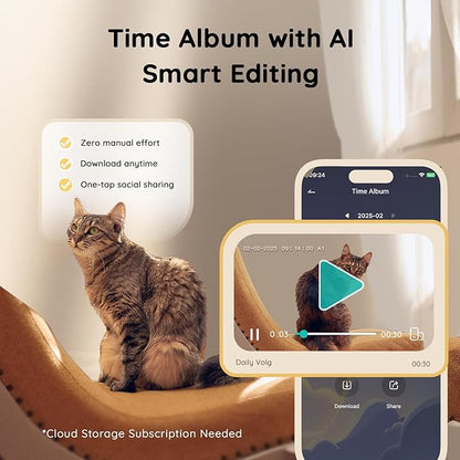 2K Pet Camera Treat Dispenser, AI Photo Album, Dog Camera - Image 4