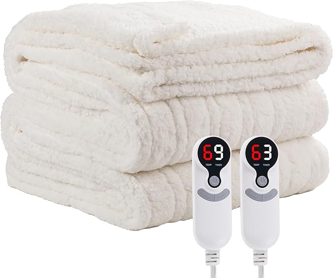 Electric Heated Blanket Queen Size 84"×90" Dual Control, 9 Heating Settings & - Image 8