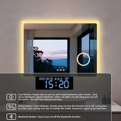 LUVODI LED Bathroom Mirror Rectangle: 32x24 inch Lighted Makeup Vanity - Image 5