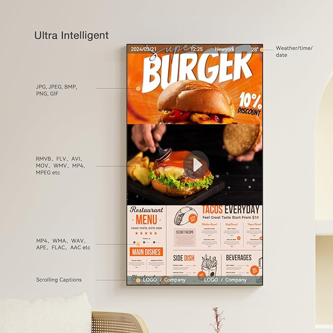 Canlarriz Digital Signage Display 100 inch Wall Mount Digital Menu Board - Image 5