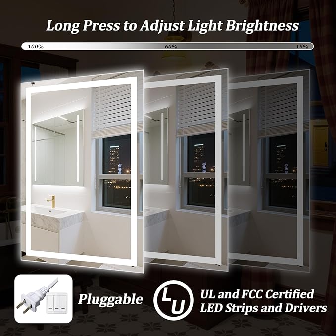 48"x 24" LED Bathroom Mirror, Wall Vanity Mirrors - Image 5