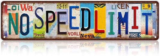 Vintage No Speed Limit Wall Decor Street Signs Home Bar Coffee Metal Tin Signs by Unknown