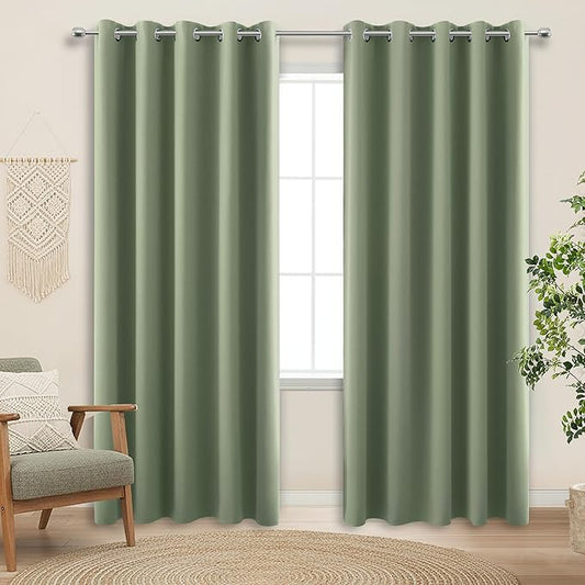 KOUFALL Sage Green Blackout Curtains 72 inches Wide by KOUFALL