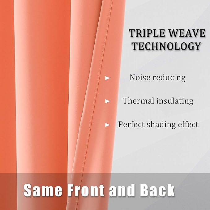 DUALIFE Coral Curtains 63 Inches Long 2 Panels Set - Image 5