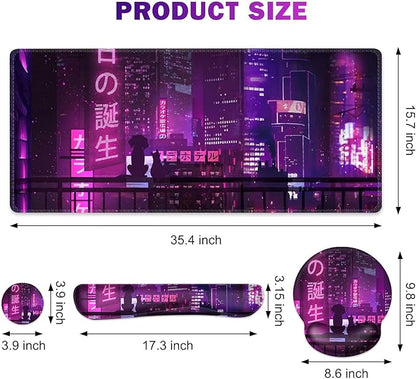 Gaming Mouse Pad, Large Desk Mat, Cute Desk Pad, 4in1 XXL Mousepad + Keyboard - Image 2