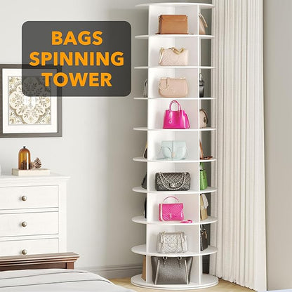 SpaceAid 9 Tier Rotating Shoe Rack Tower, Spinning Shoe Display Lazy Susan - Image 5