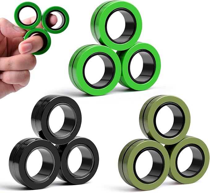 Cevioce 9 PCS Magnetic Ring Fidget Toys Set, ADHD Anxiety Magnetic Finger by Cevioce